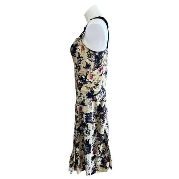 DIANE VON FURSTENBERG Floral Silk Sleeveless Mini Dress Velvet Bow Straps Size 6 - Picture 7 of 13